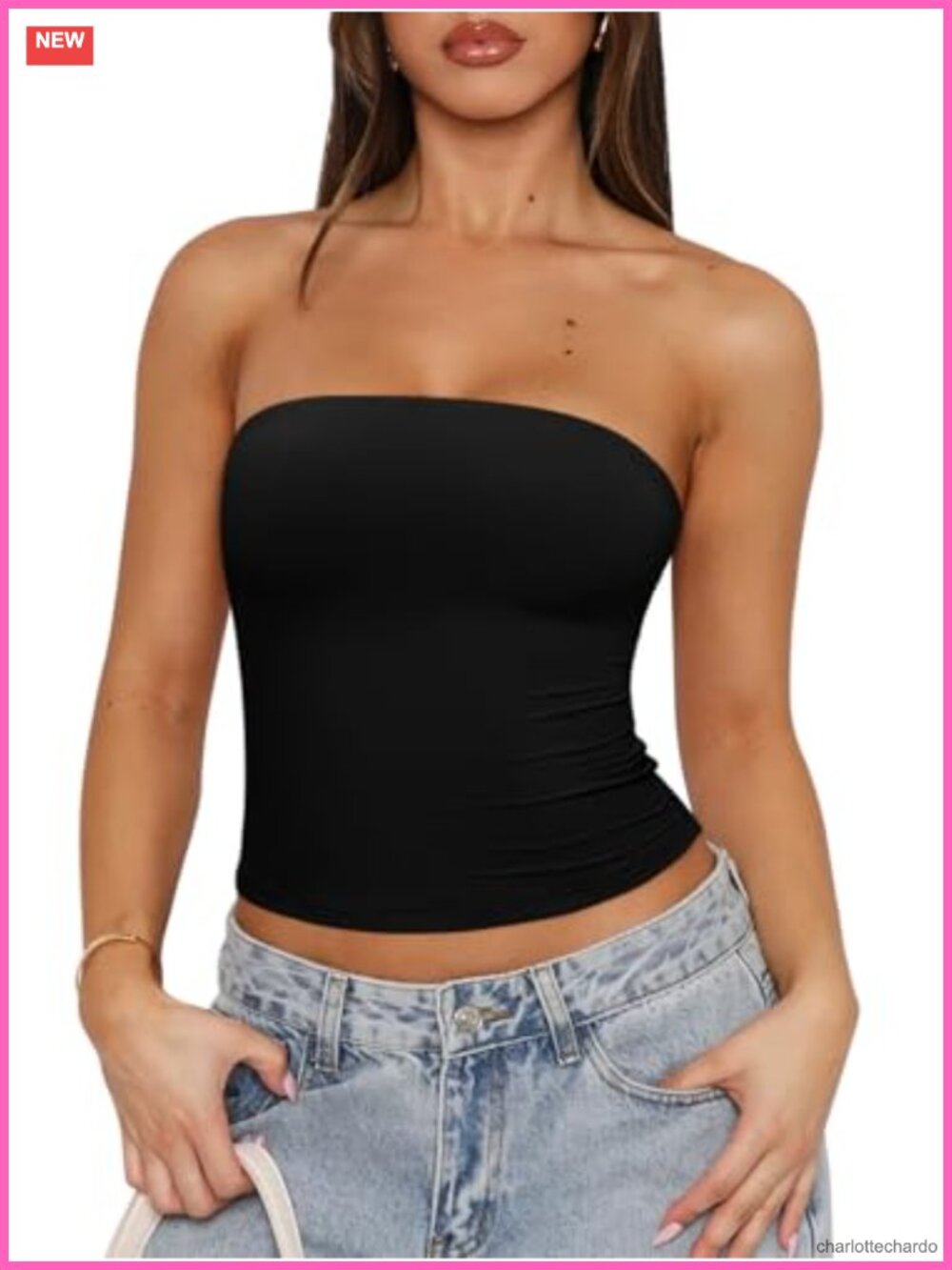 Double Lined Strapless Tube Crop Top Non-Slip Y2K Backless Summer Going Out